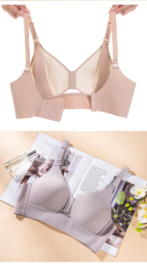 Modal silk gathers thin breast-feeding bra without steel ring